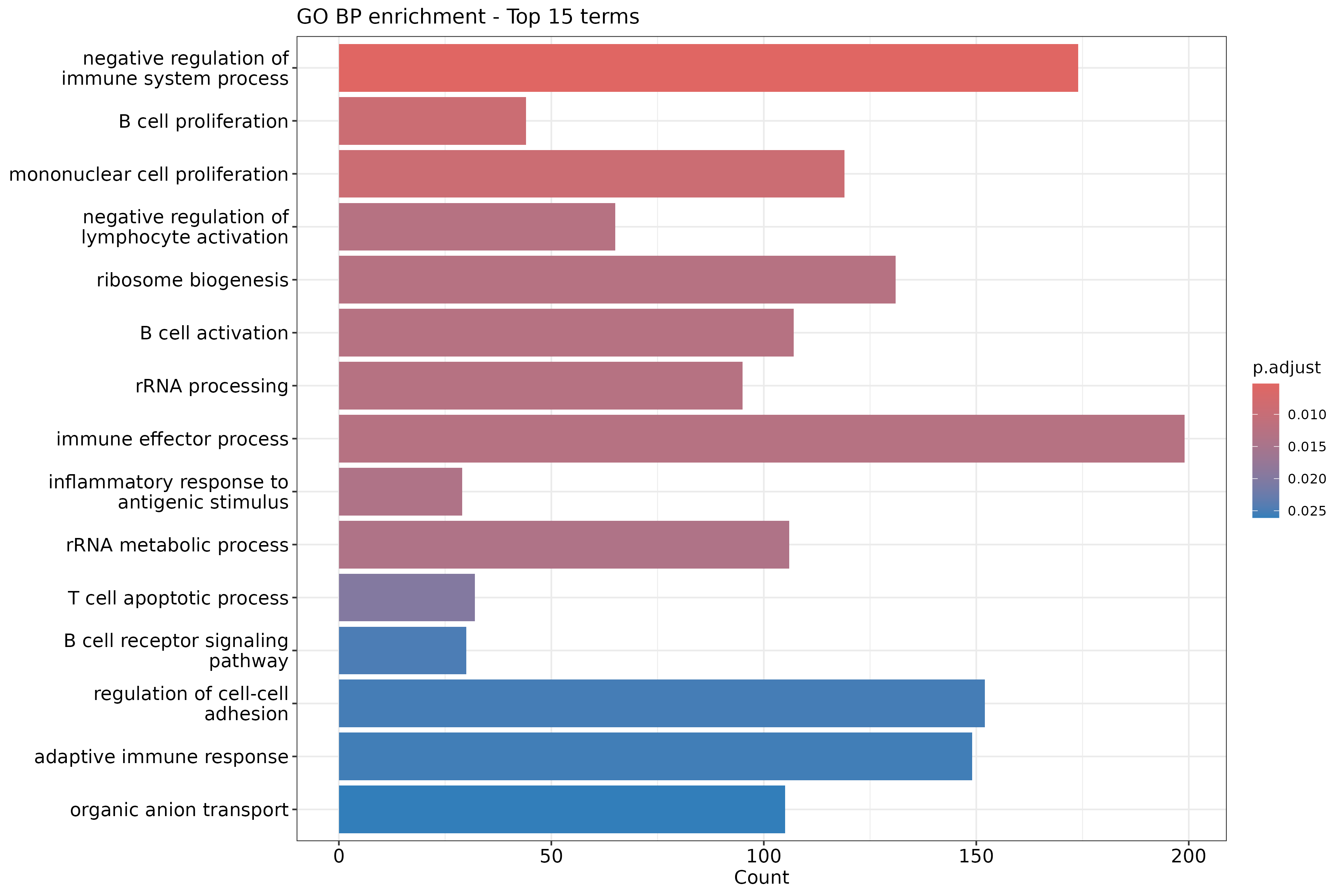 Simplified GO Biological Process enrichment barplot