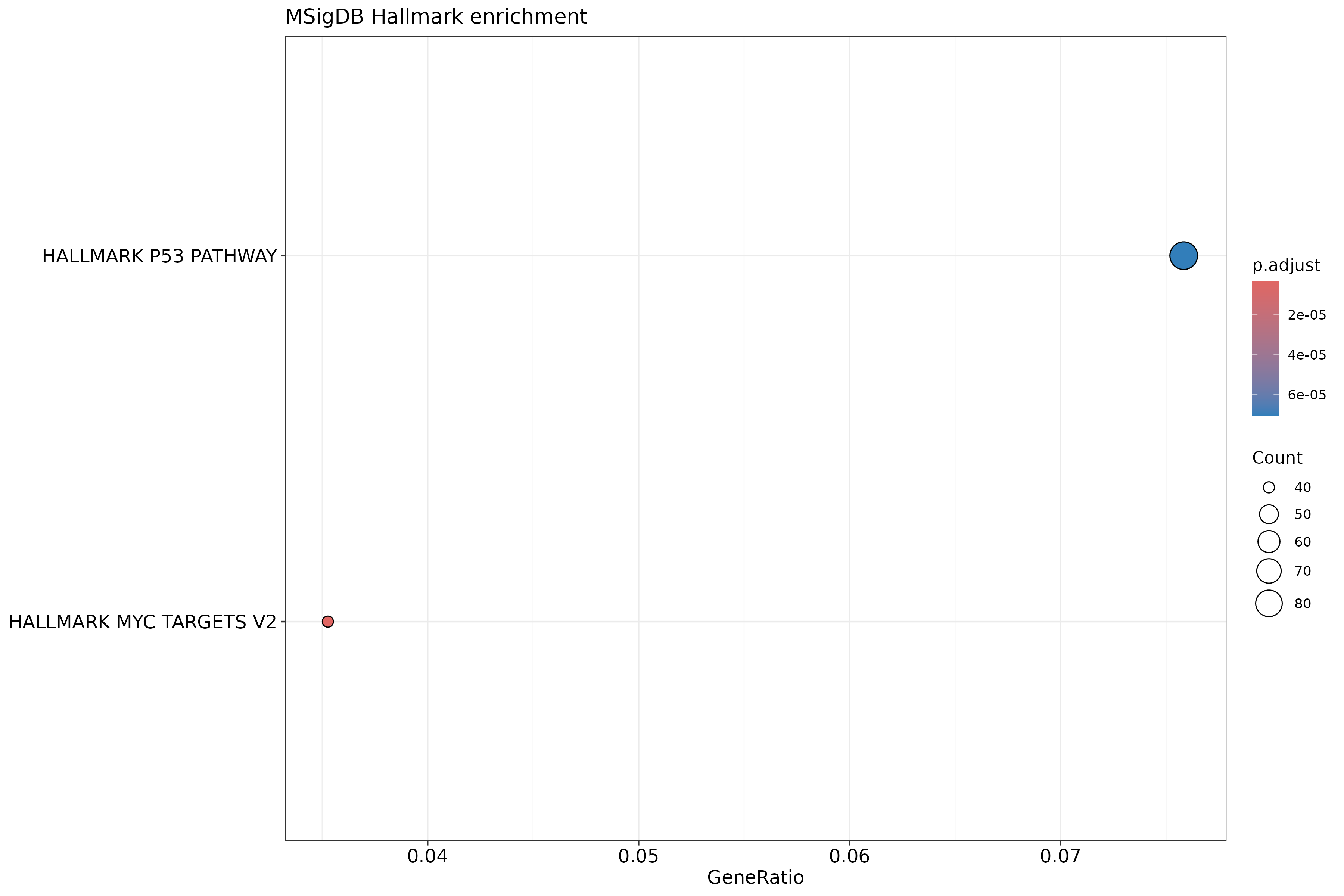 MSigDB Hallmark gene set enrichment dotplot